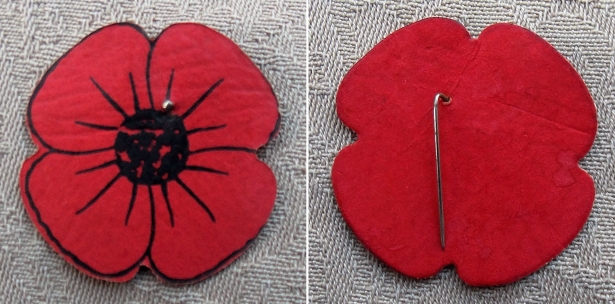 Australian WW2 Remembrance Poppy pin - flocked card. Courtesy/© of Heather Anne Johnson.
