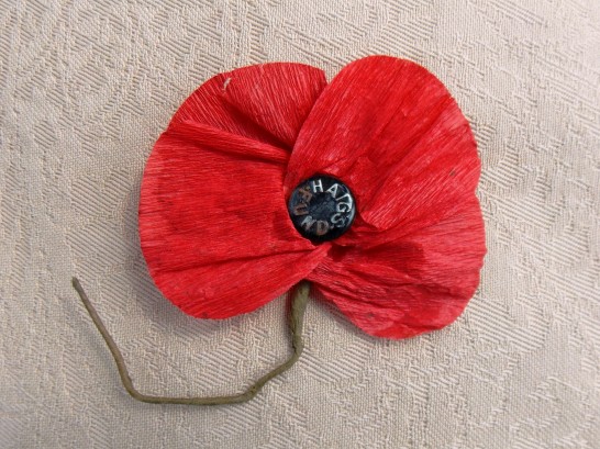 A “Haig’s Fund” Poppy. Made of crepe paper, it may be as early as 1926. Courtesy/© of Heather Anne Johnson